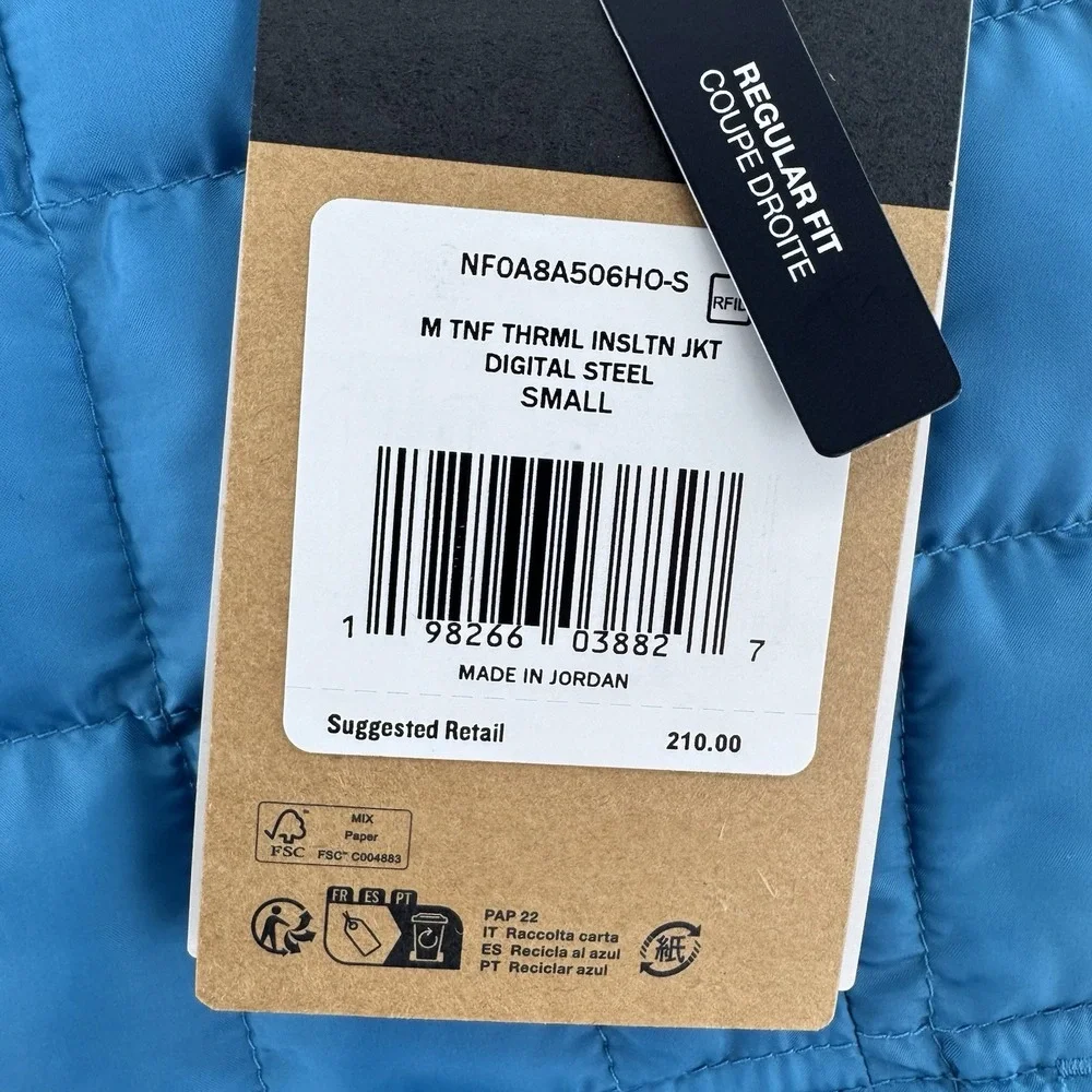 The North Face Thermoball Insulated Puffer Jacket Mens Small Digital Steel Blue